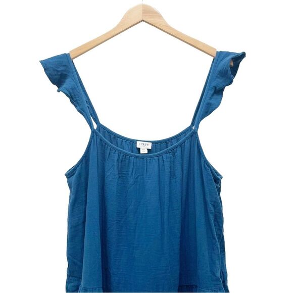NWT J. Crew Ruffle Strap Gauze Tiered Maxi Dress Teal Blue Size XXL NEW Relaxed - Picture 6 of 15